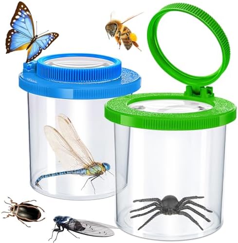 Insects Viewer for Kids, 2PCS Magnifying Insect Box Catcher Kit by TORINALITAL