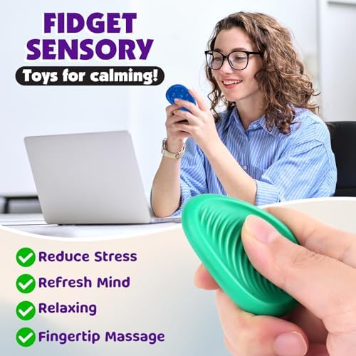 Fidget Toys Adults Sensory Stone: 6 Pack Textured Worry Stone for Autism Kids Calming Down - Fidget Stress Toys for Stress Relief - Small Students Prizes Fidget Toys - Image 5