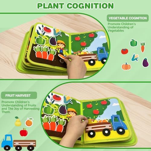 Busy Book for Toddlers, Montessori Toys Busy Board for Toddlers, Birthday Gifts for Boys & Girls, Quiet Activity Book with Life Skills, Cognition, Sorting - Autism Sensory busy book, Travel toys - Image 2