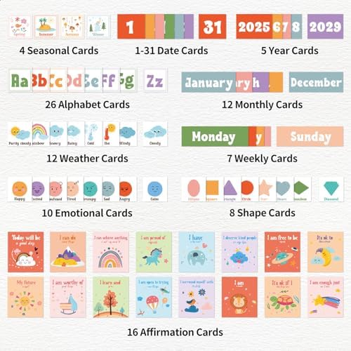 Daily Morning Board,Circle Time Calendar,Classroom Supplies, Interactive Learning Chart for Preschool & Kindergarten, Includes Weather, Feelings, and Affirmations Board - Image 3