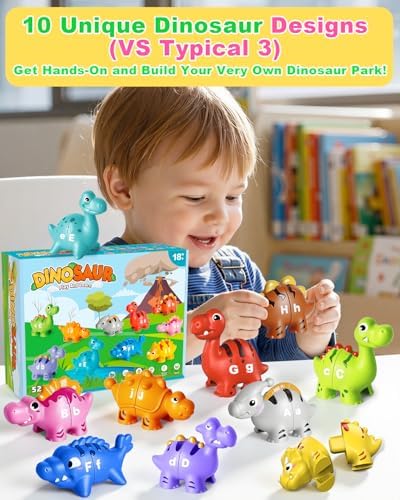 Dinosaur Alphabet Learning Toys for Toddlers Kids 3-5, 10 Unique Dinos - Image 2