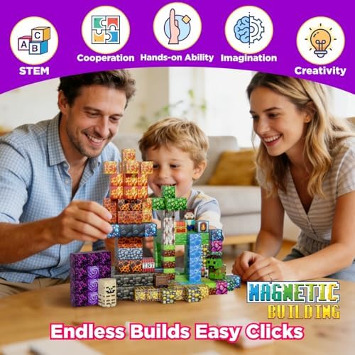200PCS Magnetic Building Blocks,Learning Sensory Toys for Kids Ages 4-12,STEM Toys Educational Magnet Cubes, Birthday Gifts for Boys & Girls - Image 4