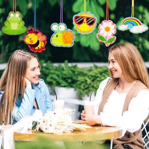 Springtime Lacing Cards for Kids 12 Packs Sewing Kits Rainbow Flower Butterfly Cardboard Sewing Cards Lacing Games for Developing Imagination School Learning Activity Supplies Spring Decorations - Image 2