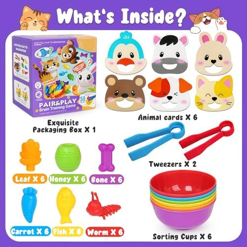 Counting Animals Color Sorting Toys for Kids,Montessori Preschool Learning Animals Matching Feeding Sorting Games Christmas Stocking Stuffers Gifts for Boys Girls Ages 3+ - Image 2