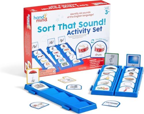hand2mind Sort that Sound Activity Set, Phonemic Awareness, ESL Teaching Materials, Science of Reading Manipulatives, Letter Sounds for Kindergarten, Speech Therapy Tools, Phonics Flash Cards by hand2mind