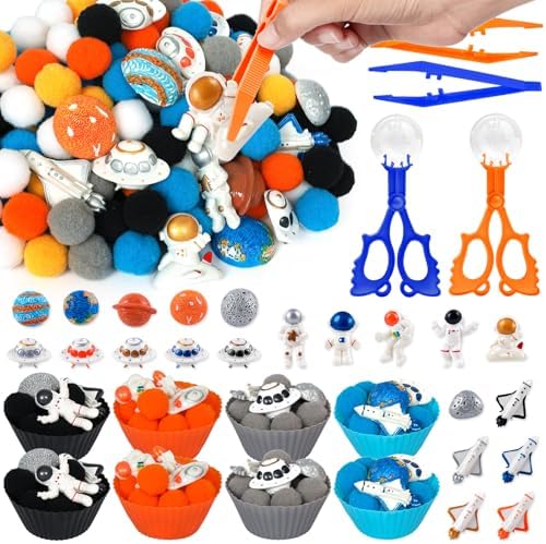 133 Pcs Space Sensory Bin Items Astronaut Counting Sorting Sensory Bin Filler Fine Motor Galaxy Counts for Easter Day Spring Summer Sorting Counting Decor by Unknown