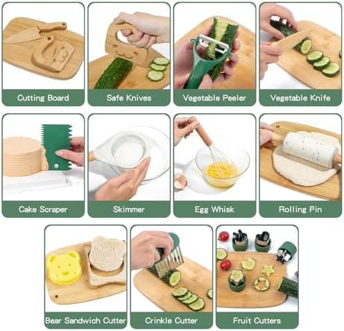 17 Pcs Kids Knife Set for Real Cooking, Montessori Kitchen Tools for Kids - Image 5