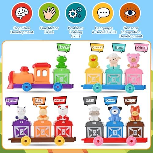 Cieex Toddler Toys Farm Animal Train for 1 2 3 Years Old, Learning Toy - Image 2