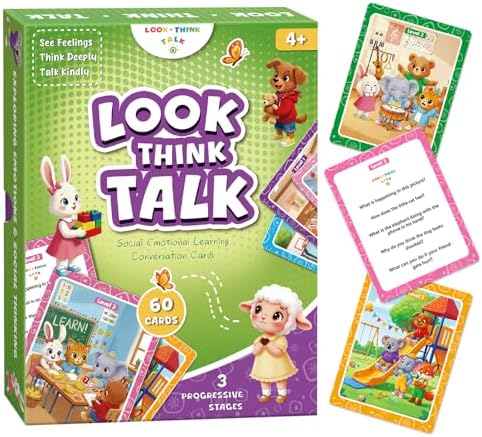 Conversation Cards, Look, Think, Talk. Kids Games for Speech Therapy Materials, Social Emotional Learning Activities, and Critical Thinking Skills Like Social Skills and Emotional Intelligence. by underbartliv