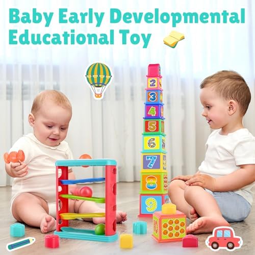 Pound a Ball Toy for Toddlers 1-3, Montessori Toys for Babies 12 18-24 Months, hammer, Stacking Cups, Shape Sorter Blocks, Early Developmental Educational Toys for 1 2 3 Year Old Boys Girls Kids Gift - Image 2