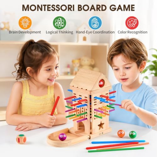 Wooden Stick Pulling Balance Game for Kids Ages 3-8 - Image 2