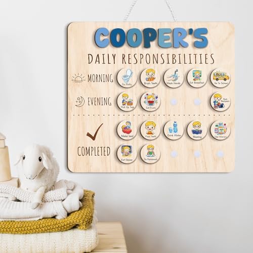 Wooden Chore Chart for Kids Visual Schedule, Routine Chart for Kids, Morning Bedtime Routine Chart for Toddlers Ages 2-4, Daily Kids Schedule Board for Home (16) - Image 5