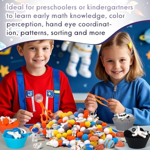 133 Pcs Space Sensory Bin Items Astronaut Counting Sorting Sensory Bin Filler Fine Motor Galaxy Counts for Easter Day Spring Summer Sorting Counting Decor - Image 6