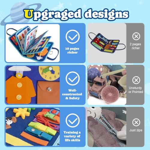Montessori Busy Board & Busy Book 25+ Activities for Toddlers, Sensory Toy - Image 2