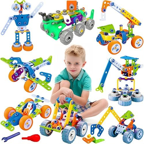 11 in 1 STEM Building Toys, 175 Pieces Construction Kit for Kids Ages 4-8 by MOONTOY