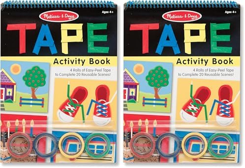 Melissa & Doug Tape Activity Book for Kids with 4 Easy-Tear Tape Rolls (Blue, Green, Red, Yellow) & 20 Reusable Scenes on Spiral-Bound Sheets, Road Travel Toys for Kids Ages 4+, 0.45 inch (Pack of 2) by Unknown