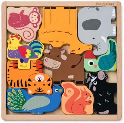Little Roots Play Set – 3-in-1 Wooden Telugu Heritage Toy Box for Toddlers 18M+ – Telugu Alphabet Puzzle, Animal Puzzle & Elephant Pull Toy – Montessori Bilingual Gift Set - Image 5