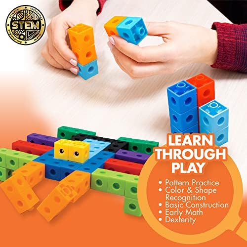 The Young Scientists Club STEM Cubes, Build, Learn & Create with 100+ Math Cubes Manipulatives, 4-in-1 Educational Games, Math Cubes for Kids Ages 4-8, Awesome Learn Through Play Toys - Image 3