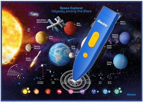 Bilingual Interactive Solar System Poster for Kids – Educational Talking Space Poster for Kids Aged 3-12, STEM Learning Toy, Ideal for Classroom & Home, Space-Themed Wall Decor by Qiaojoy