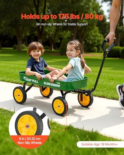 VEVOR 39 inch Kids Wagon, Pull Along Rolling Utility Cart Wagons for Kids, Cargo Wagon for Garden, Beach, Camping for Child Present - Image 2