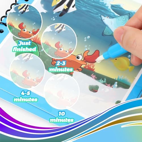 8 Pack Reusable Water Coloring Books for Toddlers, Paint with Water Books,Mess-Free Coloring Book, Portable Educational Doodle Drawing Toy, Improving Children's Imagination, Color Perception - Image 6