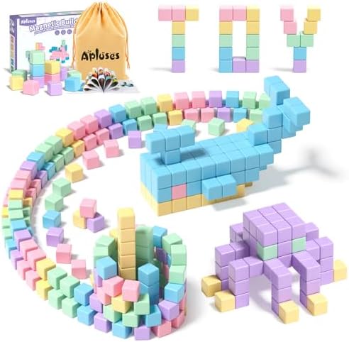 Apluses 32pcs Magnetic Blocks Building Cubes for Kids, Classroom Must Haves Creative Learning Kids Gifts, Preschool Montessori Sensory Autism Magnet Toys for Boys and Girls Ages 3 4 5 6 by MagneticBuildingBlocksfortodders