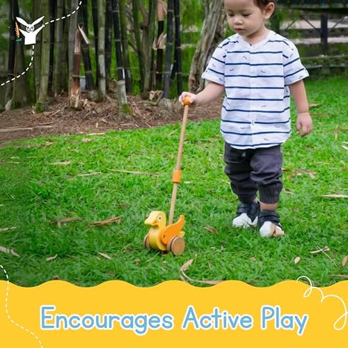Jack Rabbit Creations Wooden Duck Push Toy - Classic Walker - Ages 1+ - Image 4