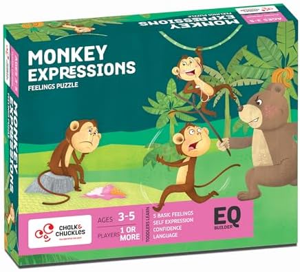 Chalk and Chuckles Monkey Expressions Preschool Feelings Puzzle Ages 3-6 Years Old, Social Emotional Learning, Educational Toy by ChalkandChuckles