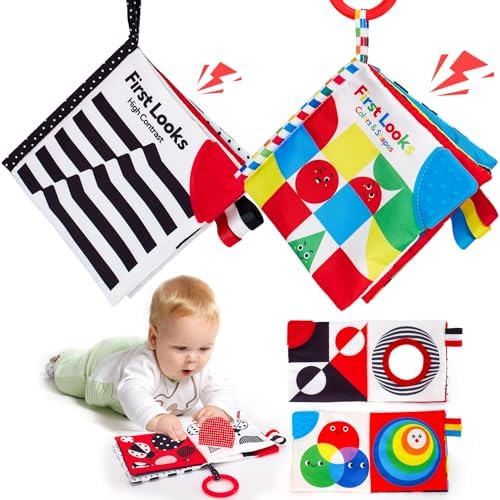 hahaland Baby Books 0-6 Months - 2PCS Infant Tummy Time Babies Toy by hahaland