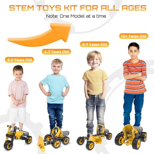 10 in 1 Kids STEM Building Toys, Electric Building Blocks Toys Set for 5 6 7 8+ Year Old Boy, Educational STEM Learning Construction Excavator Kit for Kids Age 4-8 5-7 6-8 8-10 - Image 4