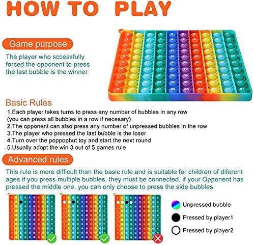 DK-SIMINA Large P0pp with Numbers, Rainbow Square Dimples Fidgett Ttoy 100 Bubble Math Toy Learning Tool for Teachers to Make Various Math Operations Poppers for Kids (1-100 Numbers) - Image 6