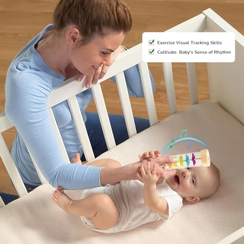 WODI Wooden Rain Stick Montessori Toys for Babies 6-12 Months,Baby Rattle Shaker Sensory Developmental Toy,Raindrops Musical Instrument Baby Musical Toys for 1 Year Old Toddler Kids - Image 3
