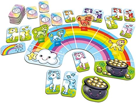 Orchard Toys Moose Games Rainbow Unicorns Game. Race Your Unicorns Over The Rainbow to a Pot of Gold in This Magical, Fun Color-Matching Game! Ages 3+ for 2-4 Players - Image 2