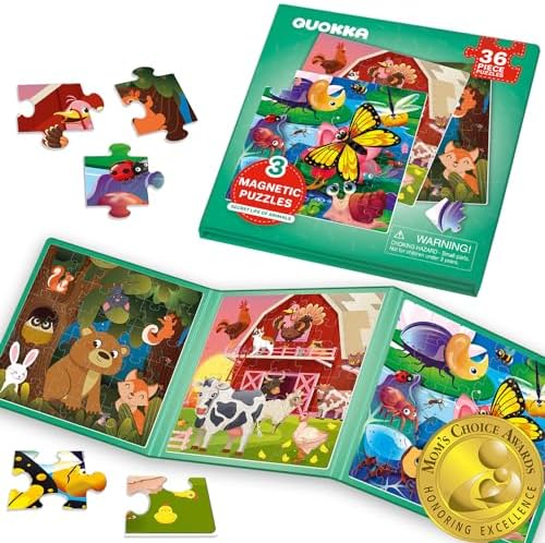 Magnetic Puzzles for Toddlers 3-5 - Kids Travel Toys for Boys and Girls by QUOKKA