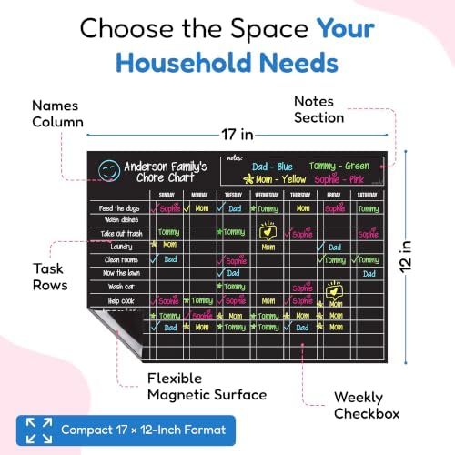 Magnetic Dry Erase Chore Chart for Adults & Kids, 17" x 12" - Black - Image 3