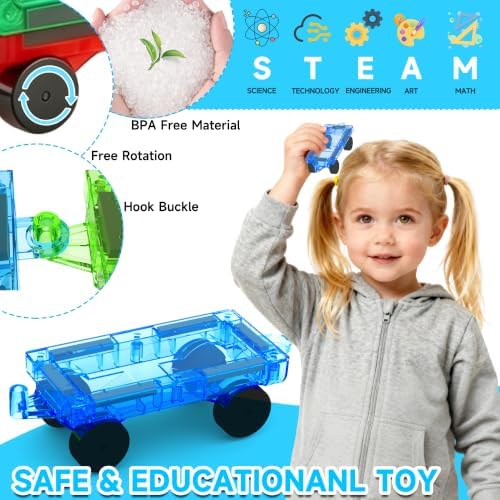 8 PCS Mini Magnetic Tiles Cars Construction Set, Magnetic Car Base - Image 3