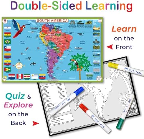 Tot Talk South America Educational Placemat | Countries, Flags & Capitals - Image 4