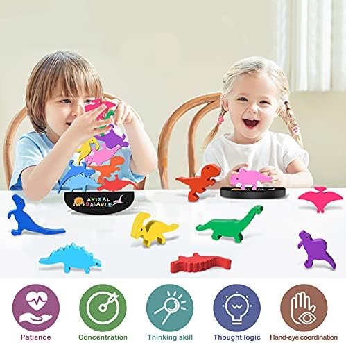 FFTROC Montessori Dinosaur Toys for 3 4 5 Year Old Boys Wooden Stacking - Image 2