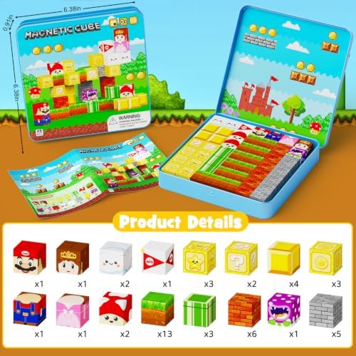 Travel Magnetic Blocks Kids Toys: 49 PCS Mini Magnets Cubes with Iron Box - Image 6