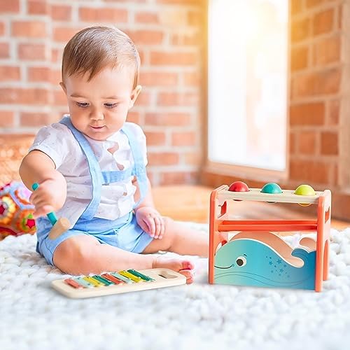 B. toys Xylo-Pound Whale Pounding Bench with Xylophone, Hammer Toy - Image 2