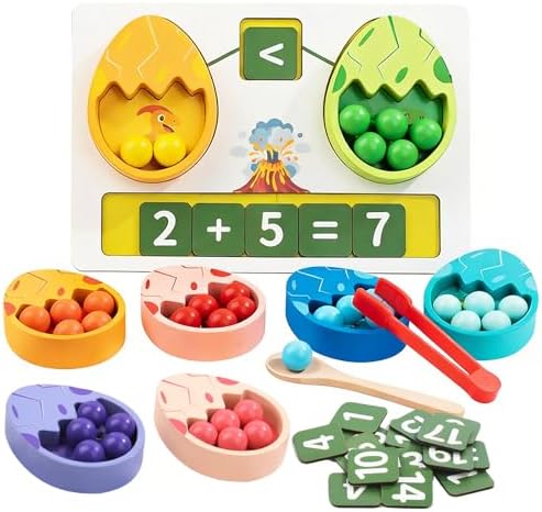 Wooden Dinosaur Egg Math Counting Game,Fine Motor Skill by LearnfromPlay