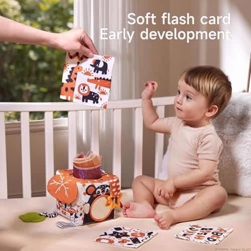 TUMAMA Black and White Baby Toys 6 to 12 Months, Tissue Box Toys, Crinkle Infant Sensory Toys, Cloth Tissues, Early Learning Toys Gifts for Babies 6 12 18 Months Old - Image 6