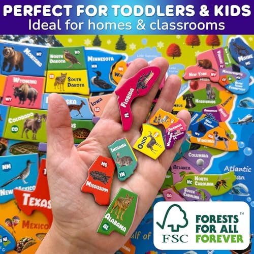 US Map Puzzles for Kids Ages 4-6 - Magnetic Toddler Puzzles Ages 3-5 - Image 3