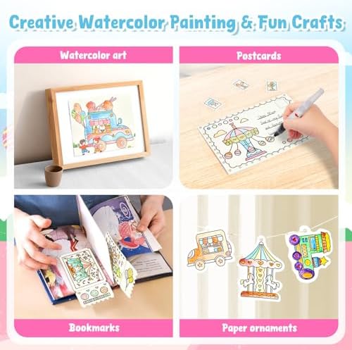 JoyCat Paint with Water Coloring Books for Toddlers, Watercolor Painting Sets for Kids Ages 3-5 4-8, Arts and Crafts Drawing Activities Toy Birthday Gifts for Boys Girls (Funfair) - Image 3