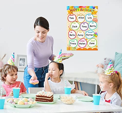 FaCraft Birthday Chart for Classroom - Happy Birthday Poster Reusable Birthday Calendar Laminated Classroom Birthday Chart Classroom Bulletin Board Decorations Back to School Supplies - Image 3