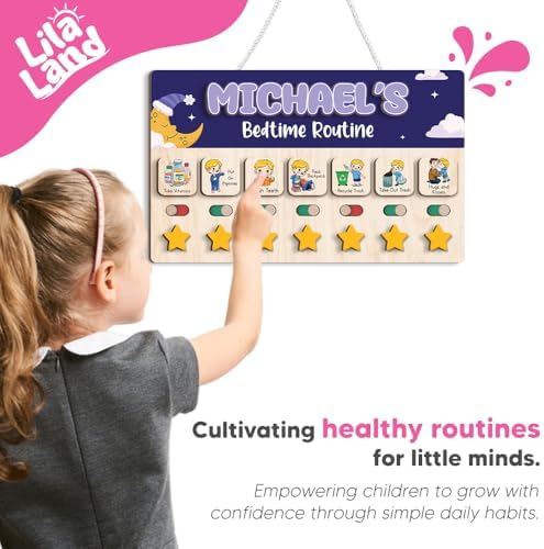 Wooden Chore Chart for Boys, Daily Routine Chart for Kids, Visual Schedule, Chore Reward Chart, Bedtime Morning Routine Chart for Toddlers (06) - Image 4
