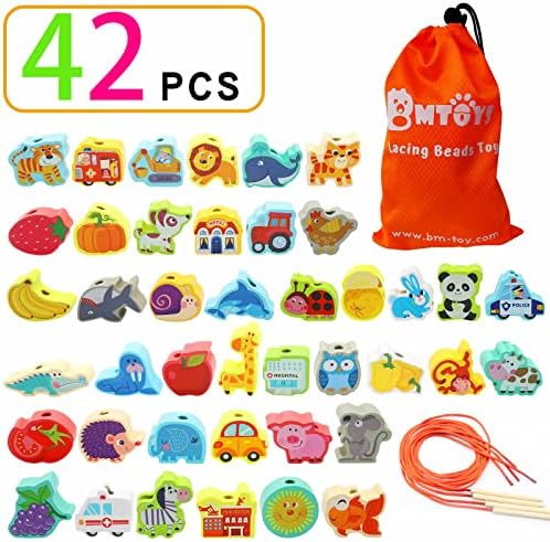 BMTOYS Wooden Lacing Beads Montessori Educationa Threading Learning Toys for 3+ Year Olds Preschool Activities Stringing Toys for Boys Girls - Image 2