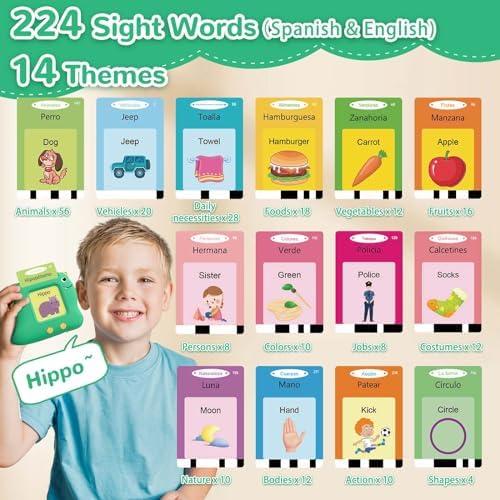 Spanish Talking Flash Cards, Bilingual Español & English Toys for Age 2-5 - Image 3