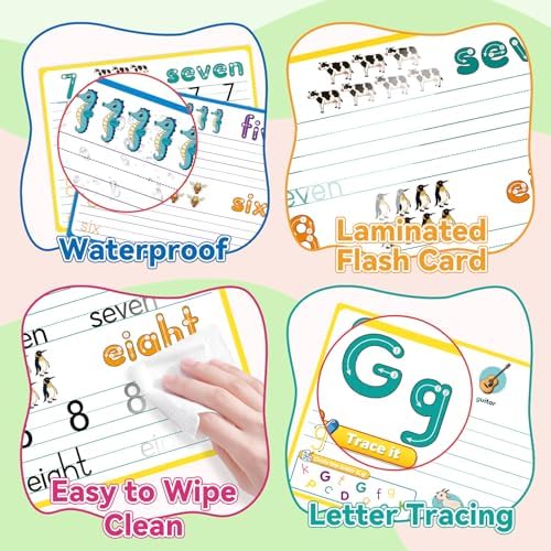 16PACK Alphabet Numbers Shapes Flash Cards,Handwriting Practice - Image 4