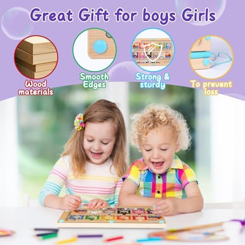 Magnetic Color and Number Maze, Montessori Toys for 3 4 5 Year Old, Wooden Magnet Balls Puzzles,Learning Educational Sensory Toys for Toddlers and Kids Boys Girls,Christmas Stocking Stuffers for Kids - Image 4